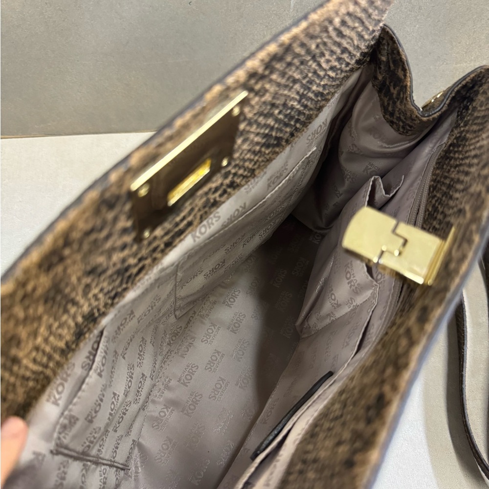 Michael Kors | Brown Python Embossed Genuine Leat… - image 6